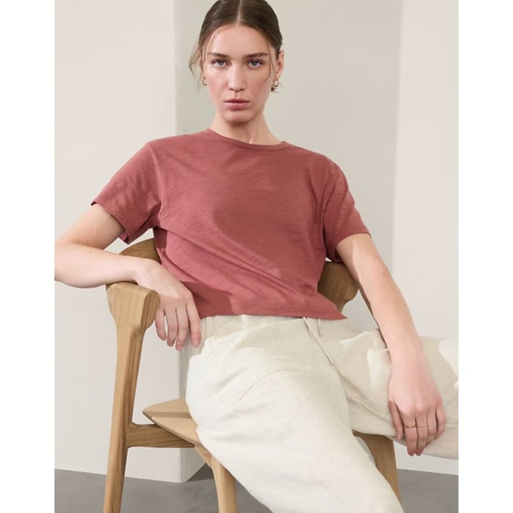 Athleta S ESSENTIAL SLUB Tee Small Rosewood Red